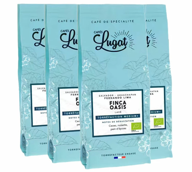 4x250g Café En Grain Bio Finca Oasis - Cafés Lugat