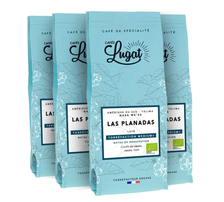 Café En Grains Bio : Amérique Du Sud Las Planadas - 1kg - Cafés Lugat