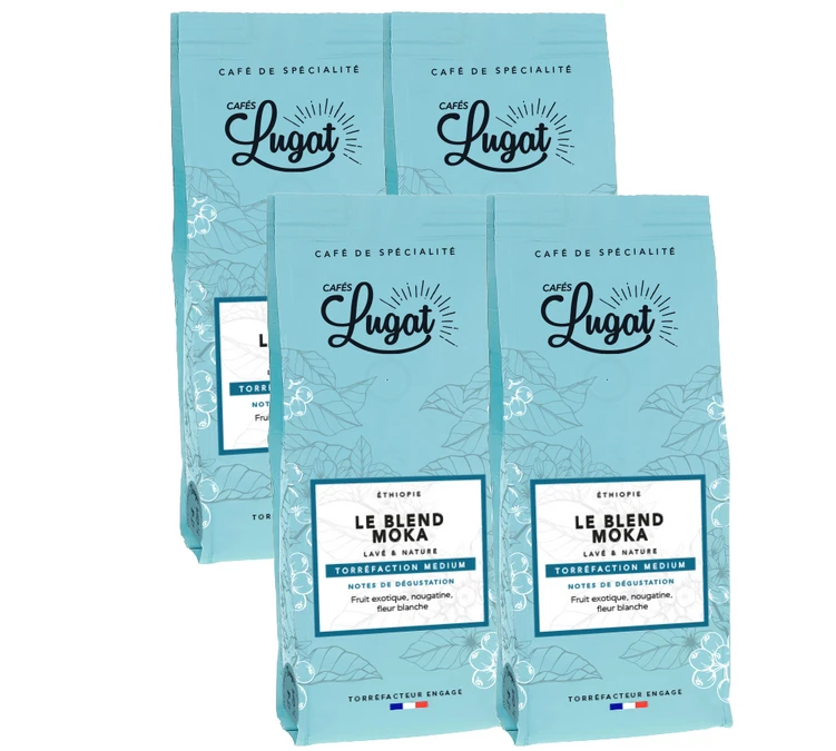 4x250g Café En Grain Le Blend Moka - CAFES LUGAT