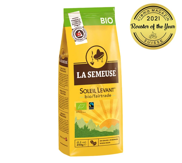 250g Café En Grain Bio 100% Arabica Soleil Levant - La Semeuse